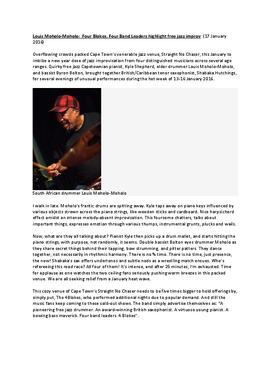 Louis Moholo-Moholo:  Four Blokes, Four Band Leaders highlight free jazz improv