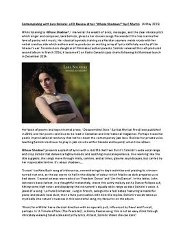 Contemplating with Lara Solnicki: a CD Review of her “Whose Shadows?” by C Martin