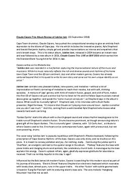 Claude Cozens Trio Album Review of Jubilee Jam