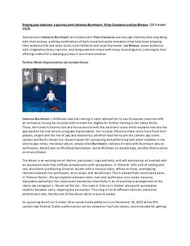 Singing jazz violinists: a journey with Johanna Burnheart, Yilian Canizares and Iva Bittova