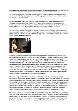 Pianist Sibusiso Mashiloane gives Gratitude for his Journey finding ‘Home’