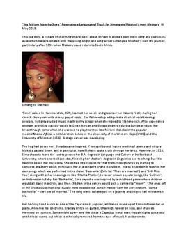 “My Miriam Makeba Story” Resonates a Language of Truth for Simangele Mashazi’s own life story