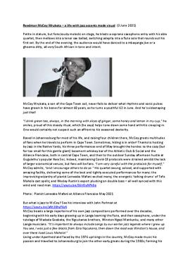 Reedman McCoy Mrubata – a life with jazz accents made visual