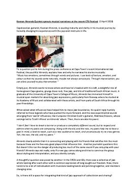 Keenan Ahrends Quintet sprouts musical narratives at the recent CTIJ Festival